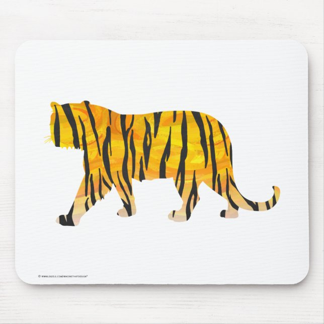 Silhouette Tiger Black und Orange Mousepad (Vorne)