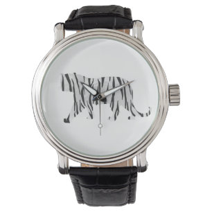 Silhouette Tiger Schwarz/Weiß Armbanduhr