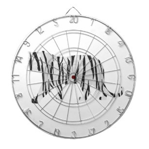 Silhouette Tiger Schwarz/Weiß Dartscheibe