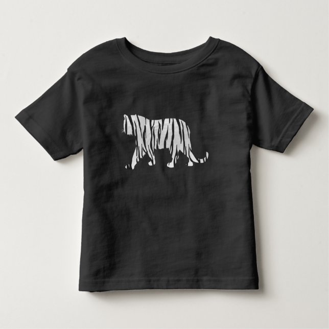 Silhouette Tiger Schwarz/Weiß Kleinkind T-shirt (Vorderseite)