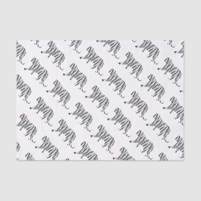 Silhouette Tiger Schwarz/Weiß Seidenpapier (Vorderseite)