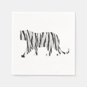 Silhouette-Tiger Schwarzweiss Serviette