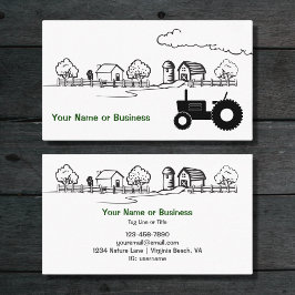 Silhouette Traktor und Niedlicher Landbetrieb Visitenkarte