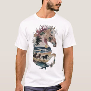 Silhouette Tropischer Ozean Sonnenuntergang T-Shirt