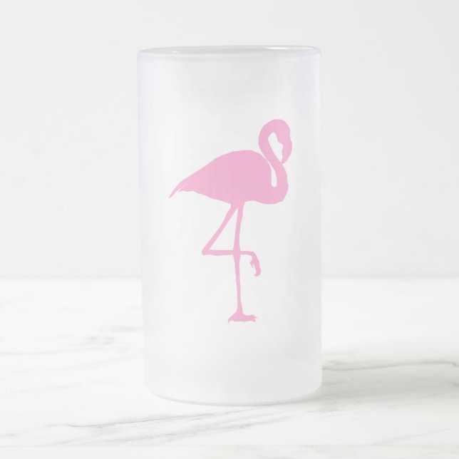 Silhouette-tropischer rosa Flamingo Mattglas Bierglas (Mittel)