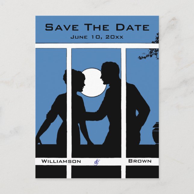 Silhouette und Mondlicht Save the Date Postkarten (Vorderseite)