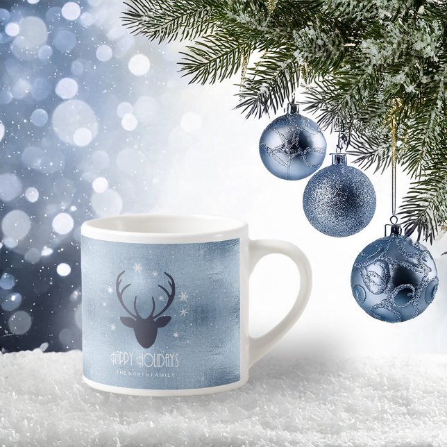 Silhouette und Schneeflocken Blaue ID861 Espressotasse (Von Creator hochgeladen)