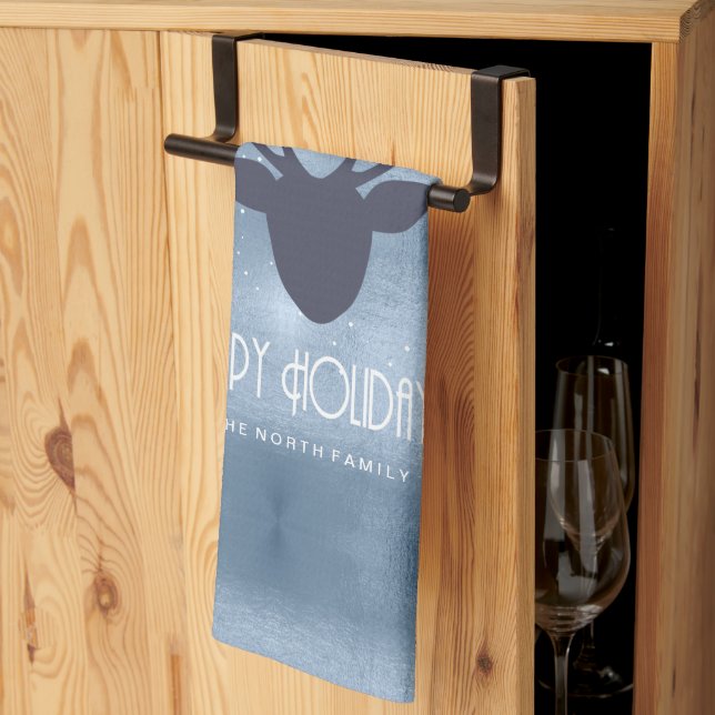 Silhouette und Schneeflocken Blaue ID861 Geschirrtuch (Drittel gefaltet)