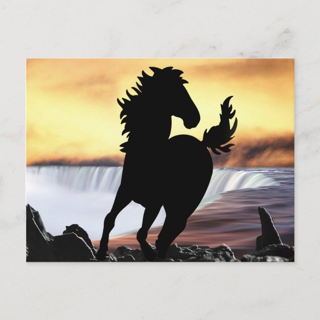 Silhouette und Wasserfall Postkarte (Vorderseite)