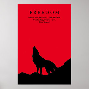 Silhouette von Black & Red Wolf auf einem Hügel Poster