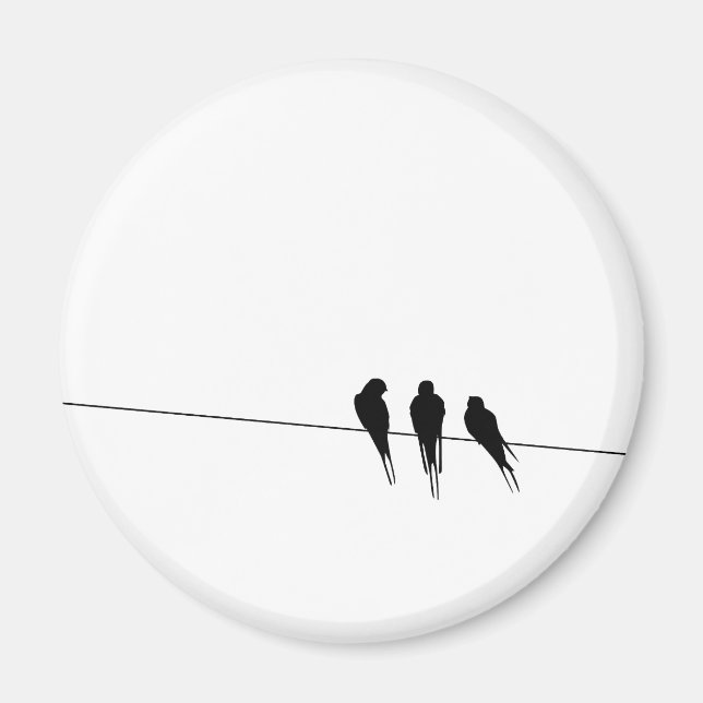 Silhouette von Blackbirds auf Wire Magnet (Vorne)
