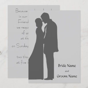 Silhouette von Braut und Bräutigam Einladung