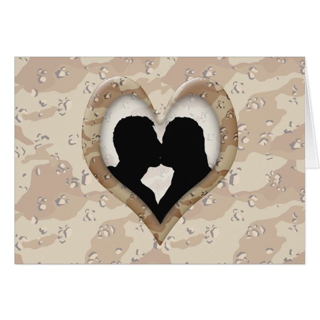 Silhouette von Couple Kissing (Camouflage Heart) (Vorderseite (Horizontal))