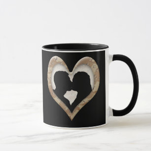 Silhouette von Couple Kissing (Camouflage Heart) Tasse