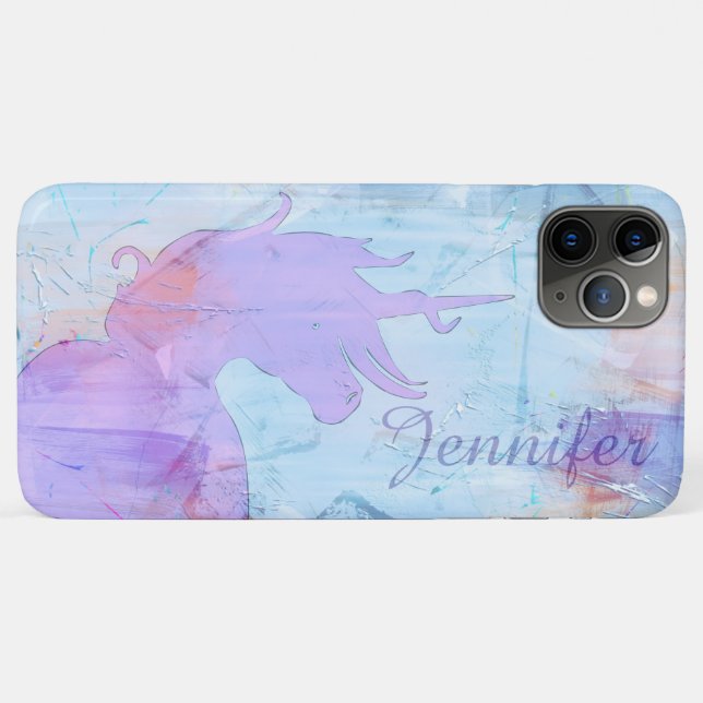 Silhouette von Einhorn (blau gestrichen) Case-Mate iPhone Hülle (Rückseite (Horizontal))