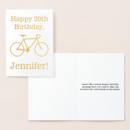Silhouette von Gold Foil Bicycle + Happy Birthday Folienkarte