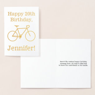 Silhouette von Gold Foil Bicycle + Happy Birthday Folienkarte