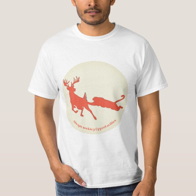 Silhouette von Hirsch und Berglöwe T-Shirt (Vorderseite)