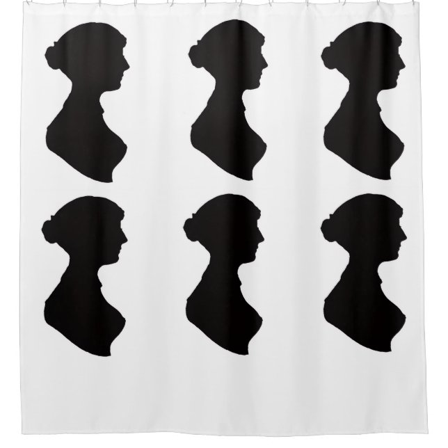 Silhouette von Jane Austen Duschvorhang (Vorderseite)
