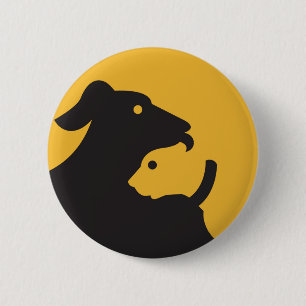 Silhouette von Katzen und Hunden Button