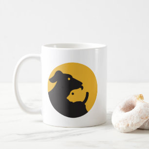 Silhouette von Katzen und Hunden Tasse