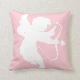 Silhouette von Kupid auf rosa Kissen