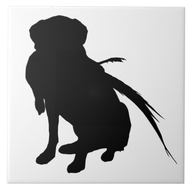 Silhouette von Labrador Retriever mit Fasan Fliese (Vorderseite)