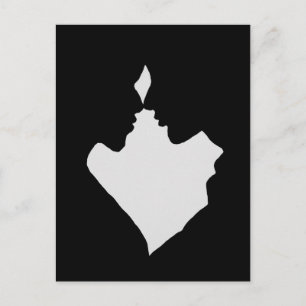 Silhouette von Mann und Frau in Liebe Postkarte