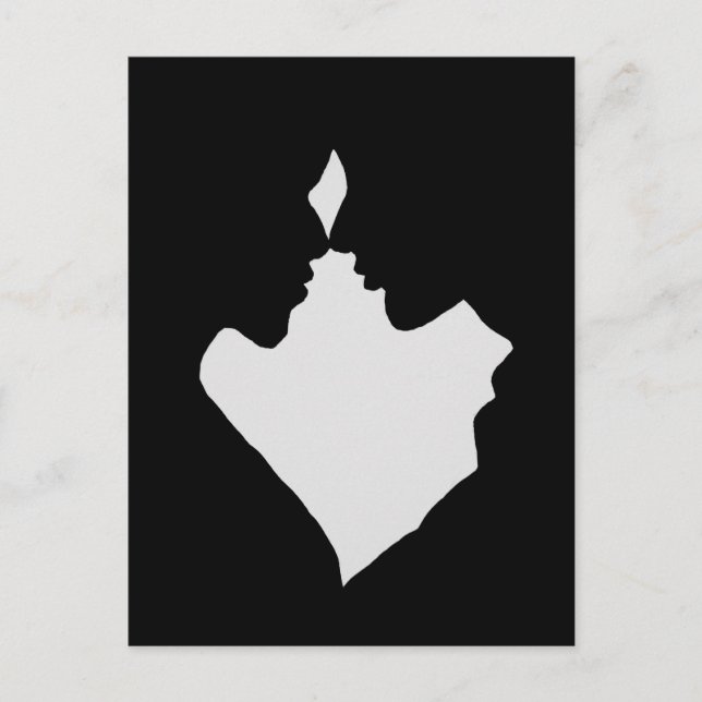 Silhouette von Mann und Frau in Liebe Postkarte (Vorderseite)
