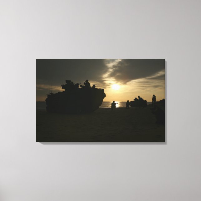 Silhouette von Marinen Leinwanddruck (Vorderseite)