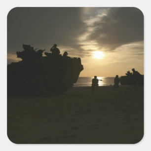 Silhouette von Marinen Quadratischer Aufkleber