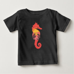 Silhouette von Meerpferden Tropischer Ozean Sonnen Baby T-shirt