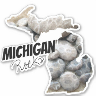 Silhouette von Michigan mit Michigan Rocks! Aufkleber