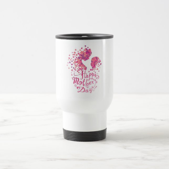 Silhouette von Mutter und Kind Reisebecher (Mittel)