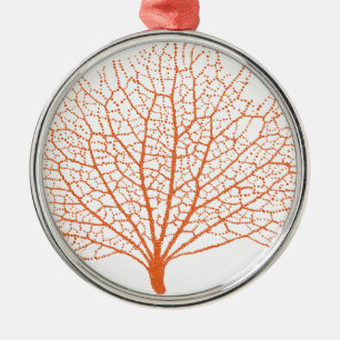 Silhouette von Rotmeerkorallen Silbernes Ornament