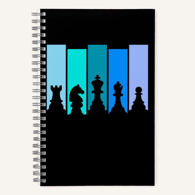 Silhouette von Schachfiguren Notizbuch (Vorderseite)