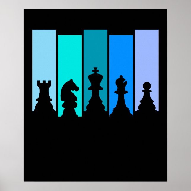 Silhouette von Schachfiguren Poster (Vorne)