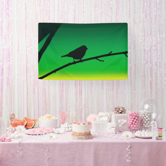 Silhouette von Sparrow auf Limonene Banner (Party)