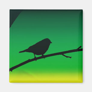 Silhouette von Sparrow auf Limonene Magnet