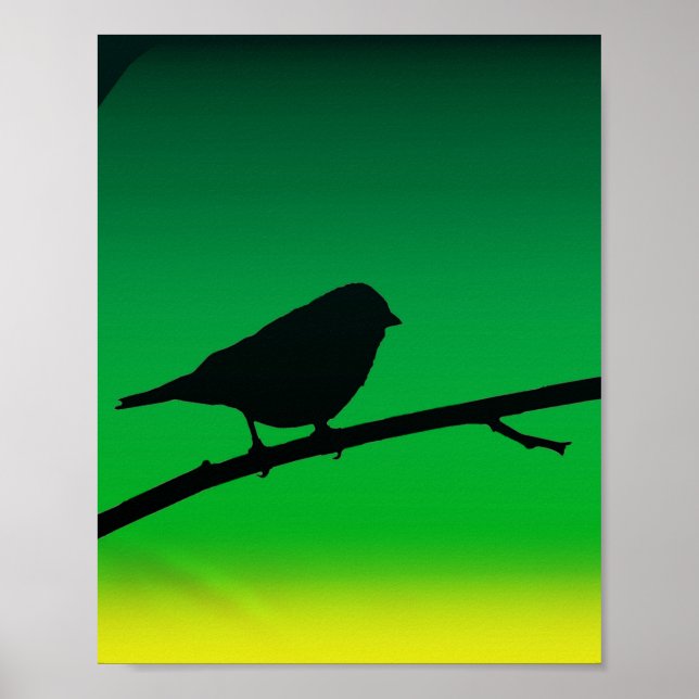 Silhouette von Sparrow auf Limonene Poster (Vorne)
