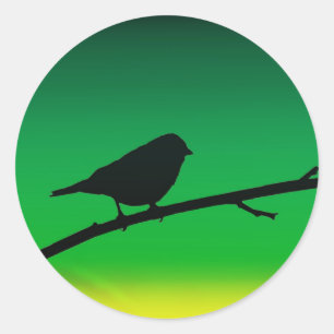 Silhouette von Sparrow auf Limonene Runder Aufkleber