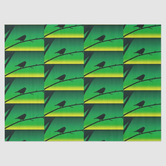 Silhouette von Sparrow auf Limonene Seidenpapier (Vorderseite)