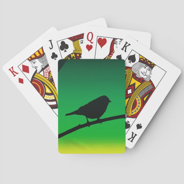 Silhouette von Sparrow auf Limonene Spielkarten (Rückseite)