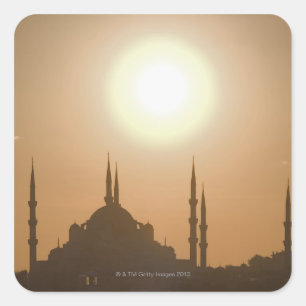 Silhouette von Suleymaniye die Türkei, Istanbul Quadratischer Aufkleber