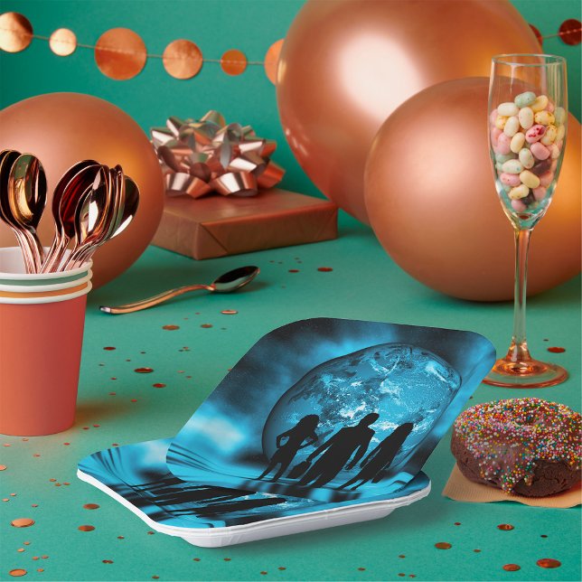 Silhouette von Unternehmensteams Pappteller (Von Creator hochgeladen)