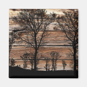 Silhouette von Waldbaum an der Stallbehörde Magnet