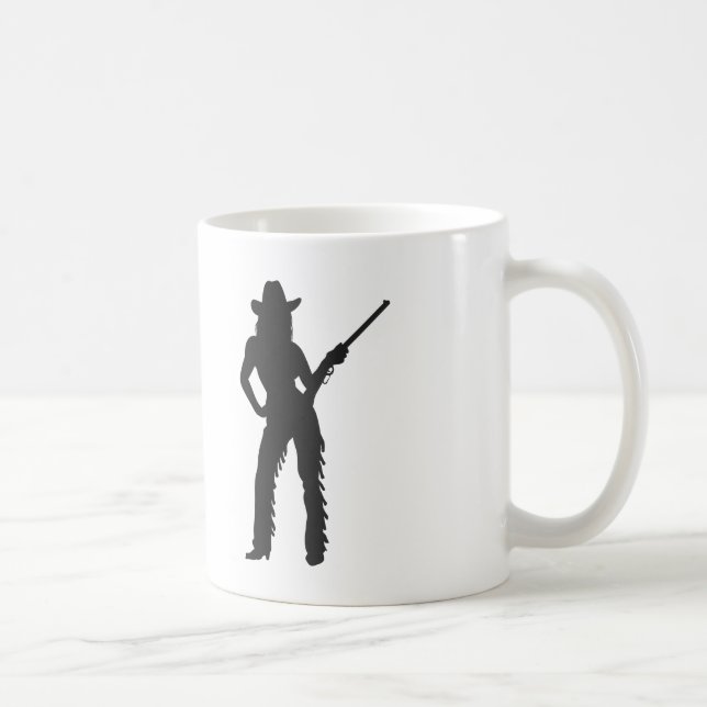 Silhouette von Western Cowgirl Kaffeetasse (Rechts)