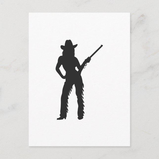 Silhouette von Western Cowgirl Postkarte (Vorderseite)