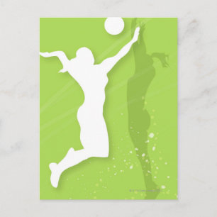 Silhouette von zwei Volleyballspielerinnen Postkarte