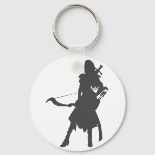 Silhouette warrior woman - Choose background color Schlüsselanhänger